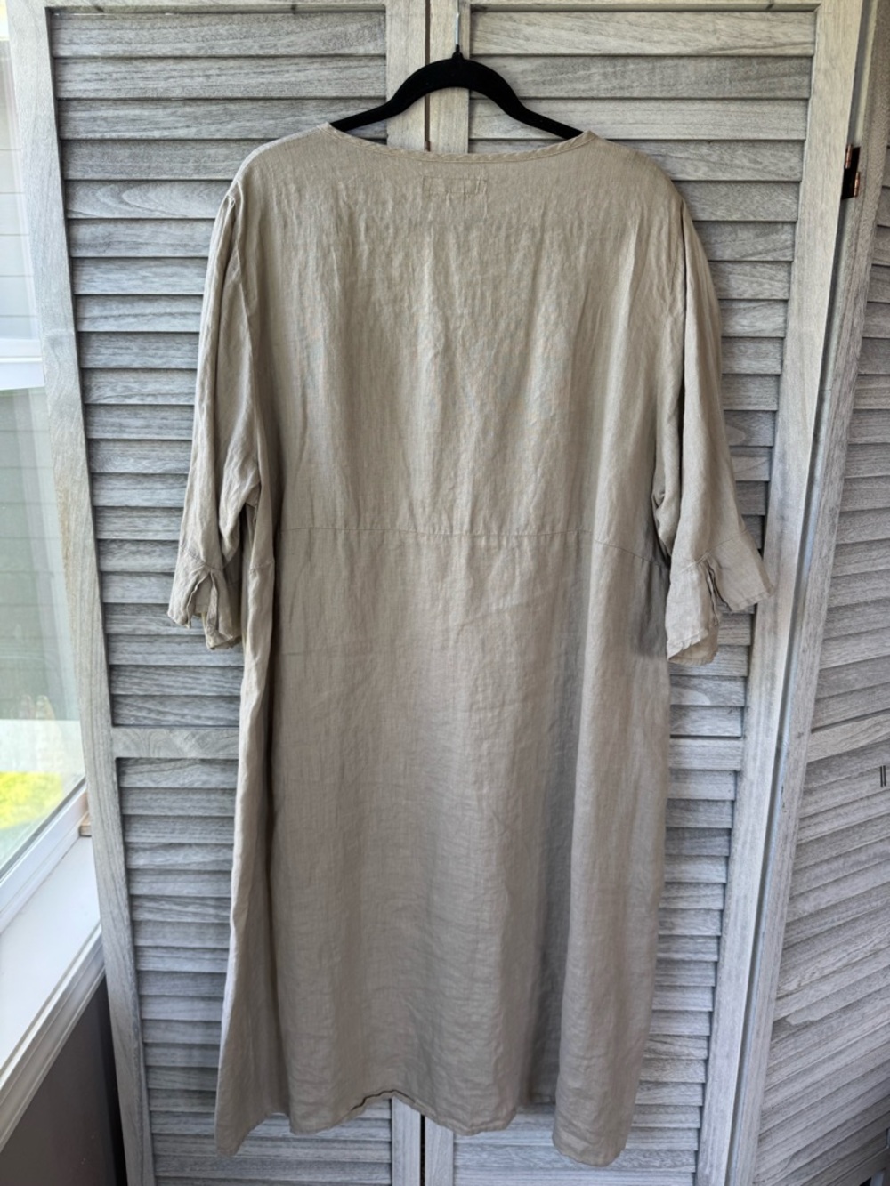 Flax Linen Midi Dress or Duster in Natural Beige - Picture 5 of 16